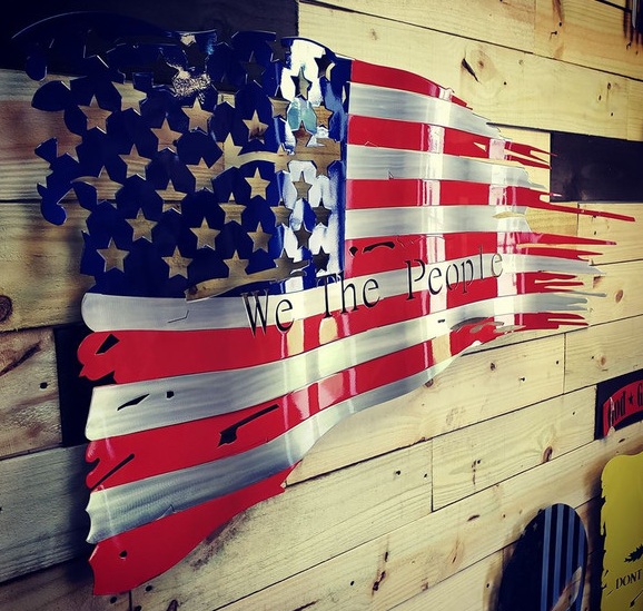 24 In x 14 In American_We The People Battle Flag Steel Sign